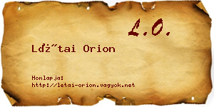 Létai Orion névjegykártya